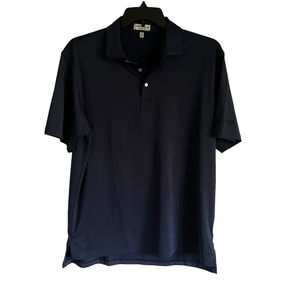 Peter Millar Summer Comfort‎ Large Solid Blue Short Sleeve Golf Polo Shirt.